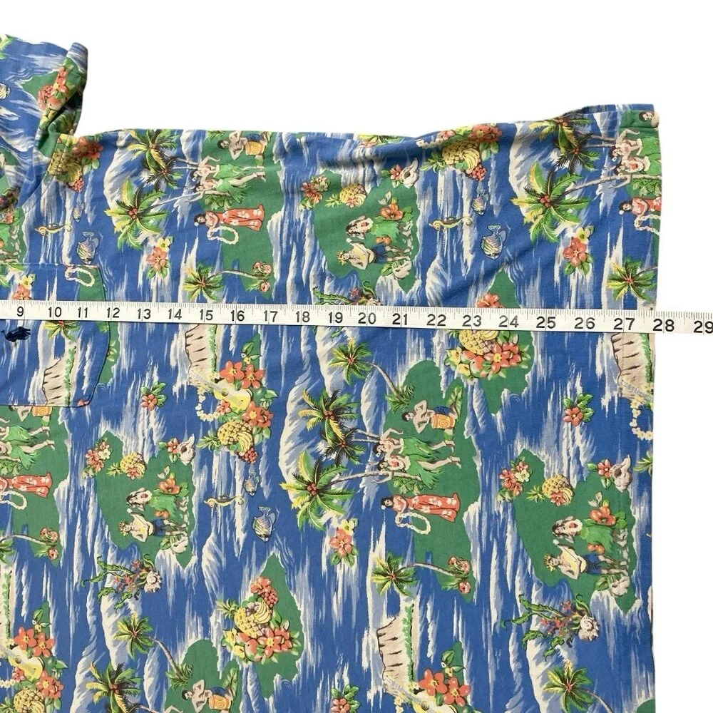 POLO RALPH LAUREN SHIRT HAWAIIAN HULA GIRL ALL OVER PRINT MENS M COTTON POLO